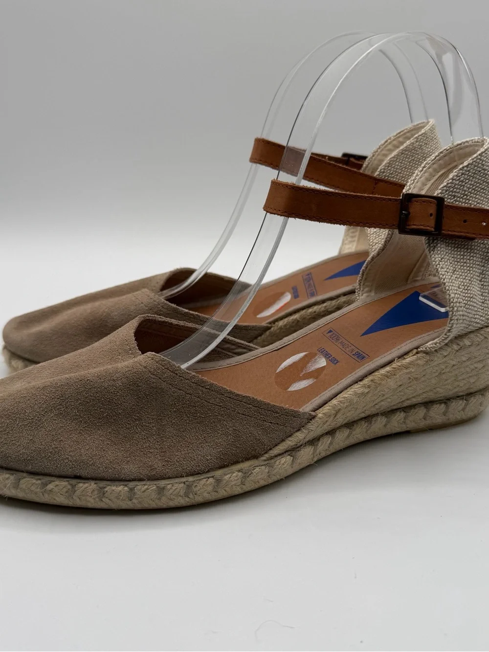 Verbenas Malena Suede Espadrille Wedge Sandals Taupe EU 41 US 9.5-10